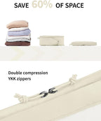 ECOHUB 5 Set Compression Packing Cubes for Suitcases Organiser Bags Set Travel Essentials with Shoe Bag for Traveling Tear-resistant Travel Accessories with ID Tag Expandable Packing Bags(Beige)
