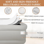 Twin Air Mattress with Built-in USB-C Pump (2500mAh) - 18" Self-Inflating Camping Mattress, Fiber-Tech Support for Indoor & Outdoor Use, Portable Blow Up Bed - White