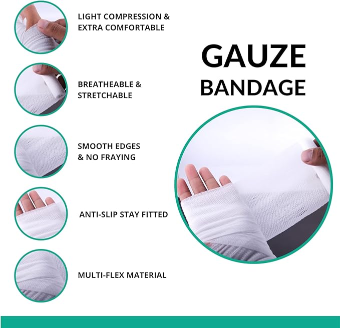 D&H Medical Pack of 24 Gauze Bandage Roll 4 Inches x 4 Yards - Medical Gauze Wrap for Wounds Care - Easy to Use Cotton Gauze Rolls for Hand Wrap Dressing Ankles & Knees