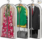 MsKitchen Clear Plastic Hanging Clothes Bags with 4" Gusseted Garment Bags for Storage, Suits, Coats, Sweaters, Shirts - 24" x 40" x 4"",3 Pack