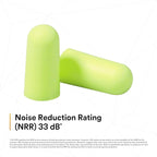 3M Ear Plugs, E-A-Rsoft Yellow Neons 315-1250, 200 Pair of Disposable Earplugs, Pairs Individually Wrapped, Regular Size, Uncorded, 33 NRR, Tapered Cylinder Shape, Slow Recovery Foam