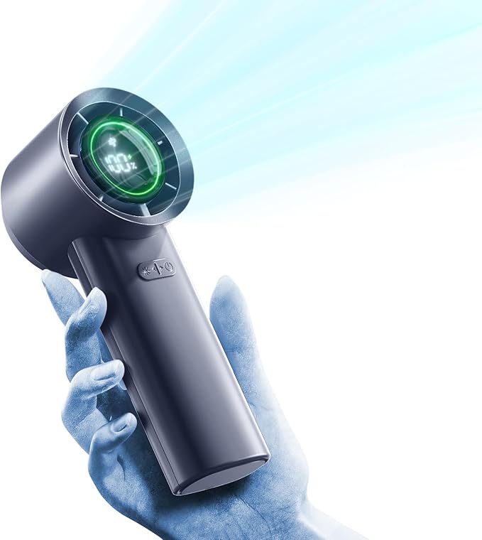 Mini Turbo Jet Fan: Portable Small Pocket Handheld Personal Rechargeable Battery Operated USB Charger Keeping Cool In Hot Weather For Travel Beach (Gray)