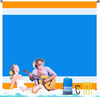 Large Beach Blanket Oversized Beach Mat Intimate Choice of Beach Accessories for Outdoor Travel Camping Hiking Good Gift (L-BlueWhiteOrange)