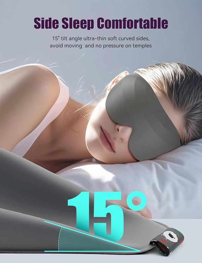 Sleep Mask for Side Sleeper Women Men, EVA BELLE Eye Mask for Sleeping Light Blocking, 3D Sleeping Mask Blackout, Soft Breathable Eye Shade Cover with Adjustable Elastic Strap for Travel Home Nap Rest