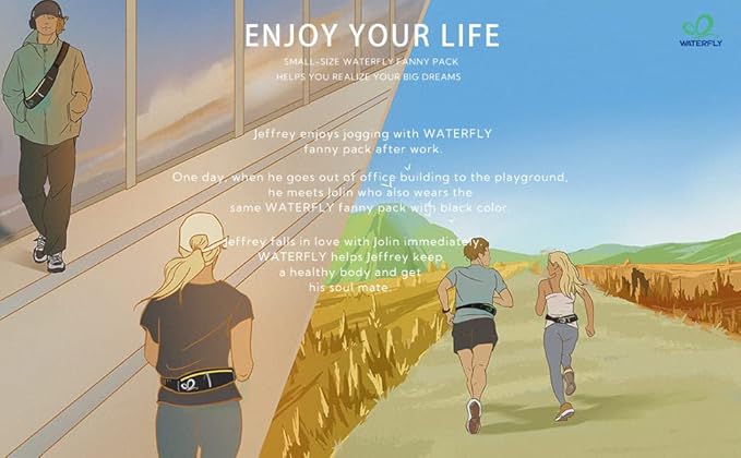 WATERFLY Fanny Pack for Women Men Water Resistant Small Waist Pouch Slim Belt Bag with 4 Pockets Lightweight Crossbody Chest Bag Fit All Phones, 11.02 x 2.1 x 4.3 inch,11.02 x 2.1 x 4.3 inch