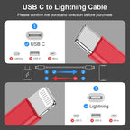 2Pack Red Fast Charger Cable 6ft [Apple MFi Certified], USB Type C to Lightning Cable 6 Foot Apple iPhone Charging Cord for Apple iPhone 14 13 12 Pro XR XS Max X 8 Plus