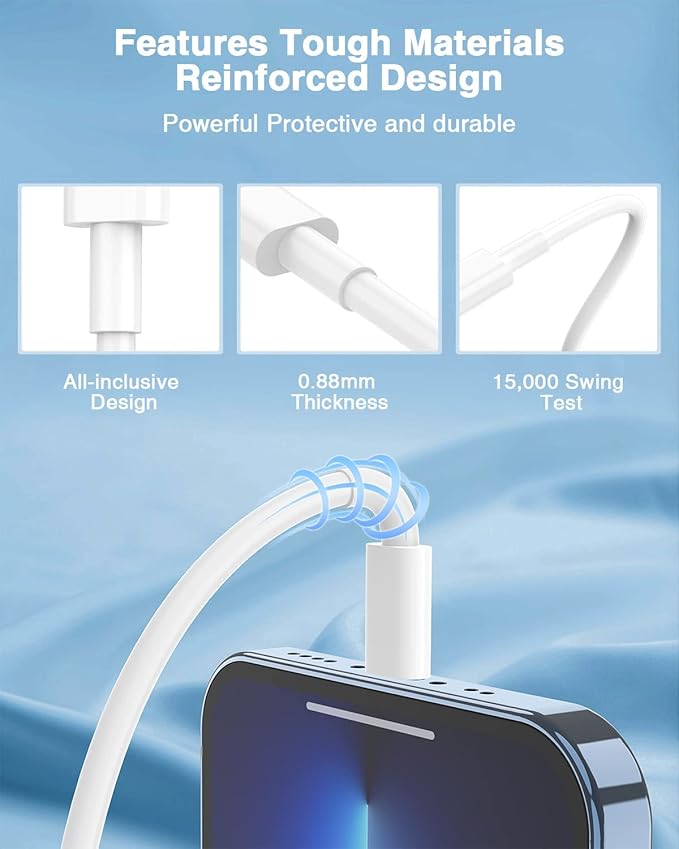 USB C to Lightning Cable (2pack 6ft), Apple MFi Certified iPhone Fast Charger 2m, Power Delivery Original Type C Charging Cord for Apple iPhone 13/12/11 Pro/11/XS MAX/XR/8/7/6s Plus,iPad (White)
