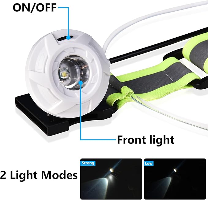 LED Reflective Running Vest with Front Light,Running Lights for Runners,Reflective Running Gear for Men/Women Running,Cycling or Walking, High Visibility Warning LED Lights