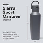 Corkcicle Classic Sport Canteen Insulated Water Bottle - Keeps Beverages Cold 25 Hours - Triple Insulated - Summer Drinkware Gift - Keeps Drinks Ice Cold - Leak-Proof Cap - 32 oz - Flint