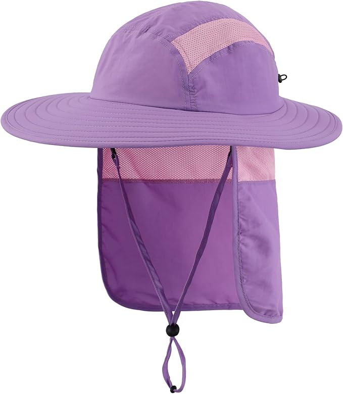 Home Prefer UPF 50+ Mens Wide Brim Fishing Hat with Neck Flap Sun Hat for Men Women Sun Protection Cap