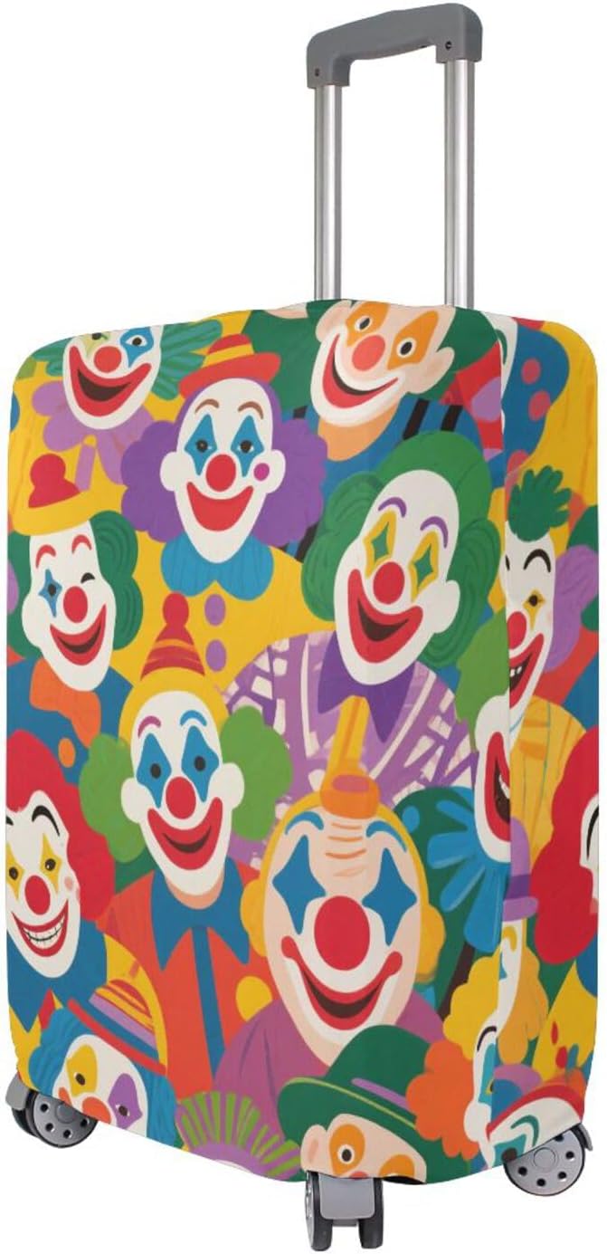 Colorful Cartoon Cute Clown Elastic Large Luggage Cover Washable Elastic Suitcase Covers Luggage Protector Fit 18-32 Inch Luggage, Colorful Cartoon Cute Clown, L 26-28 in, casual