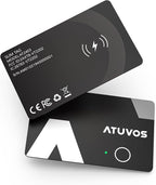 [Apple MFi Certified] ATUVOS Rechargeable Wallet Card, Ultra-Thin 1.6mm Blueooth Air Tag Tracker Works with Apple Find My (iOS Only), Item Locator for Passport, Luggage, IP67 Waterproof, 2 Pack