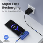 Mini Portable Charger USB C Power Bank,Upgraded 5500mAh PD Fast Charging Battery Pack Built-in USB-C Connector Travel Essential for iPhone17/17Pro/17Pro Max/Air/16 Plus/16Pro Max/15 Series (Deep Blue)