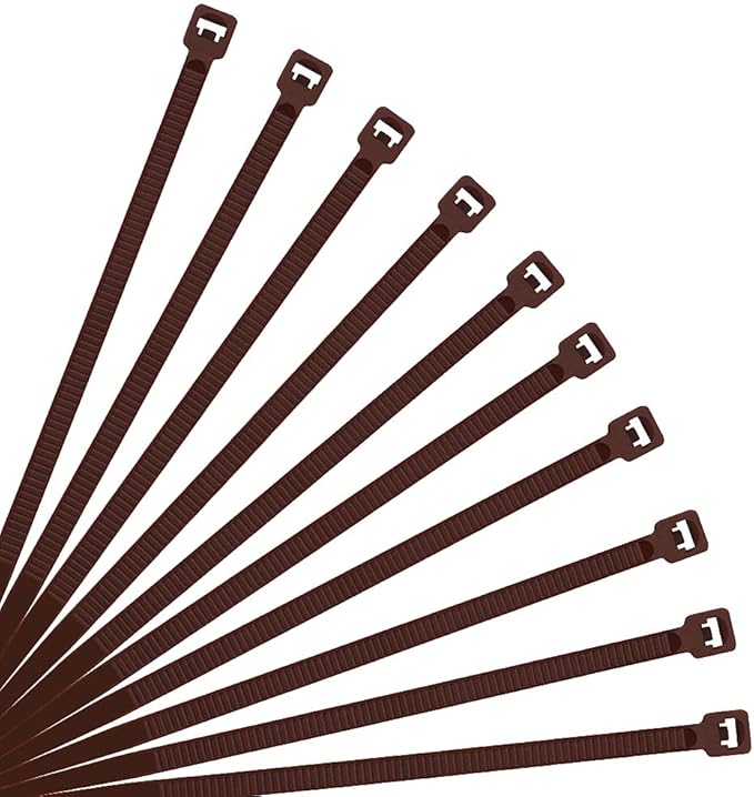 XINGO 10 Inch Cable Zip Ties (500 Pack), 40 Lbs Tensile Strength-Heavy Duty, Self-Locking Nylon Plastic Nylon Wire Ties for indoor and outdoor use(Brown)
