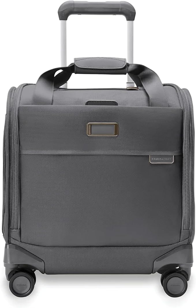 Briggs & Riley Cabin Spinner - Carry On Luggage for Travel, Suitcases with Wheels, Softside Rolling Bag for Men & Women, Fits Under Plane Seat, Interlocking Handle - Baseline Collection, Steel Gray