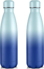 Volhoply 25oz Insulated Water Bottles 1/2/4 Pack, Double Wall Stainless Steel Vacuum Flask Keeps Cold & Hot, BPA Free Leakproof Bottle (Green Blue,2 Pack)