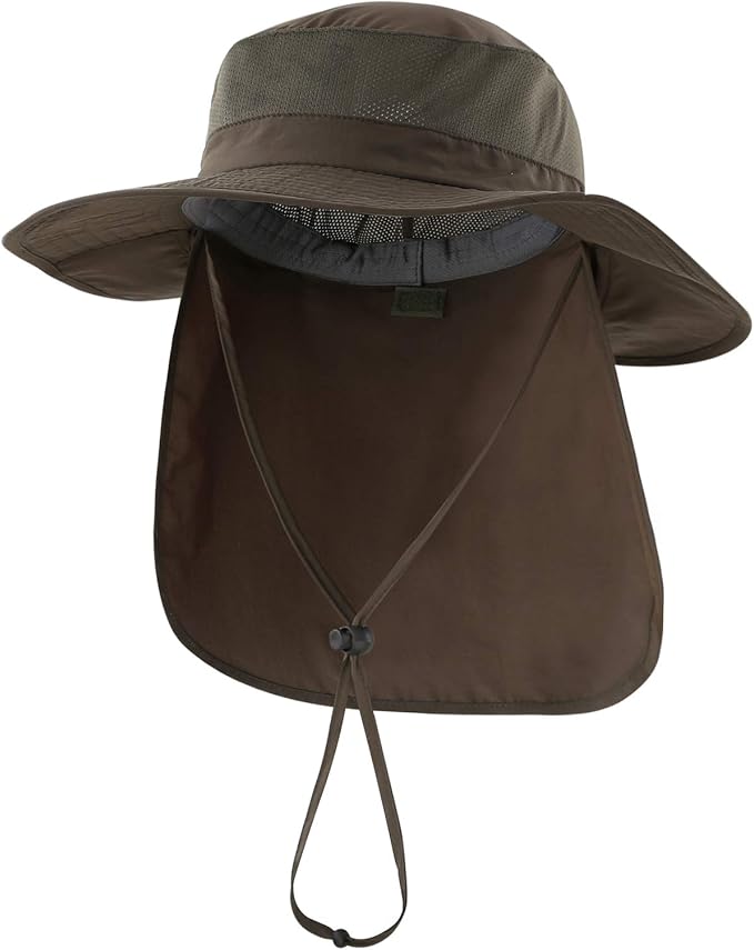 Home Prefer Outdoor UPF50+ Mesh Sun Hat Wide Brim Fishing Hat with Neck Flap Sun Hat for Men Women