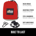 GORILLA GRIP Durable Portable Camping Hammock, Holds 400lbs with Heavy Duty Tree Straps, Comfortable Travel Swing, Camp Hammocks, Easy to Use and Install, Outdoor Essentials, Red, 9x4.5 FT
