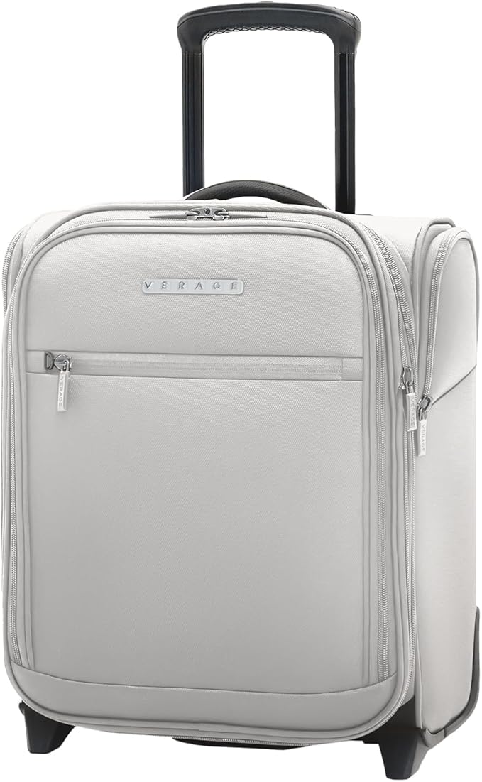 Verage Carry On Underseat Luggage with 2 Wheels & USB Port, 16 Inch Cloud Gray Wheeled Spinner Bag Carry-on Luggages for Airlines, Lightweight Suitcase Men Women, Pilots and Crew
