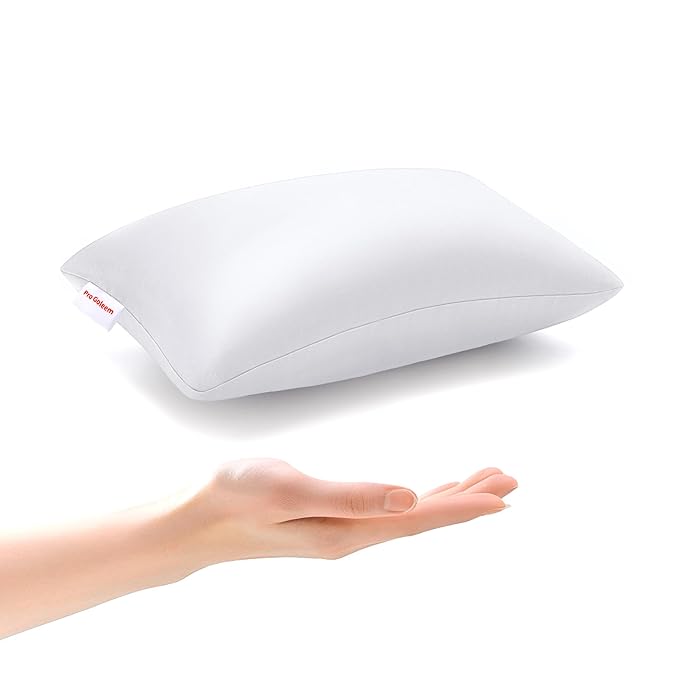 Pro Goleem Small Pillow 11’’x6’’x2.5’’ for Kids and Baby Sleeping with Name Tag Mini Tiny Pillow for Camping and Chair Car Air Nap Neck Lumbar Knee Rest Pillows, White