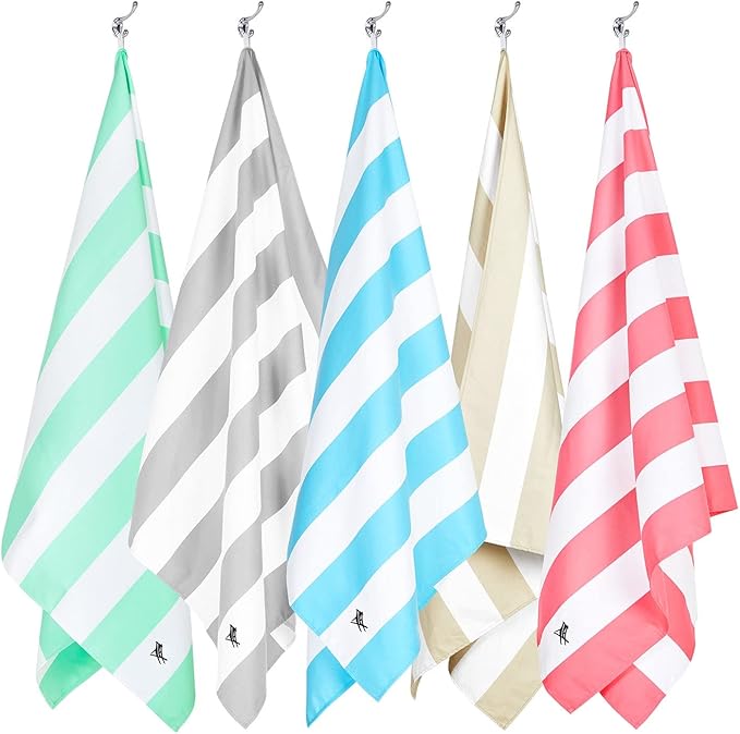 Dock & Bay Beach Towel - Quick Dry, Sand Free - Compact, Lightweight - 100% Recycled - Includes Bag - Cabana Light - Tulum Blue - Extra Large (200x90cm, 78x35)