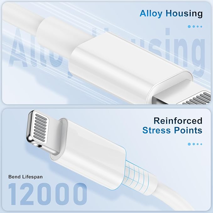 3 Pack Apple MFi Certified iPhone Charger Cable 6ft, Apple Lightning to USB Cable Cord 6 Foot, 2.4A Fast Charging,Apple Phone Long Chargers for iPhone 13/12/11/11 Pro/11 Max/X/XS/XR/XS Max/8/7/6/5S