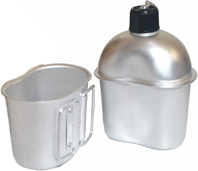 WW2 US Navy Canteen with Cup Cover Khaki 1943 WWII US Marine Corps