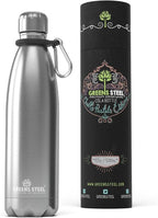 Greens Steel Stainless Steel Water Bottle - 17 oz, Steel | Vacuum Insulated Double Wall with Screw Lid/Leak Proof | Thermal Travel Sports Canteen Coffee Flask