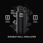 IRON °FLASK Camping & Hiking Hydration Flask with 3 Lids - Stainless Steel, Double Walled & Vacuum Insulated Water Bottle - Leak Proof & BPA Free (Twilight Blue, Spout - 32 oz)