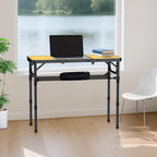 3ft Camping Table Foldable with Storage Net and Bag, 3 Adjustable Heights High 27.5" Aluminum Camping Table, Portable, for Outdoor Indoor Backyard BBQ Cooking Party Picnic Beach, Yellow