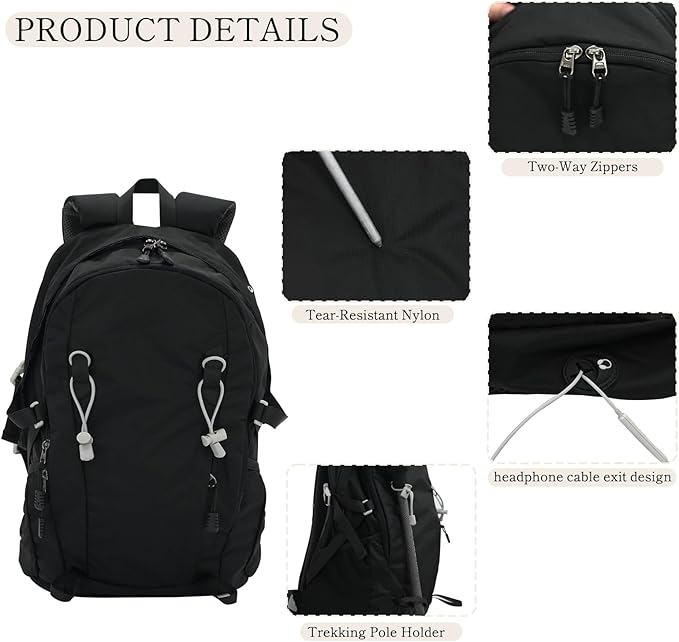 27L Lightweight Everyday Outdoor Backpack for Men and Women, Dual-Use Daypack Fits 16 Inch Laptop, Ideal for Commuting, Travel, Hiking, Business, School and Gym