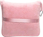 BlueHills Premium Soft Travel Blanket Pillow Value Pack Set of 2 - Airplane Flight Blanket Throw in Soft Bag with Luggage Belt Compact Pack Large Blanket for Travel Gray and Light Pink Colors