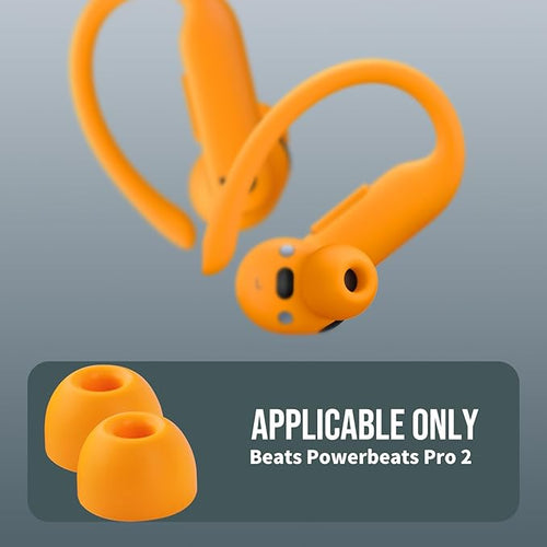 10 Pairs for Beats Powerbeats Pro 2 Ear Tips with Cleaning Kit, Non-Slip Soft Silicone Fit in Case Beats Earbuds Replacement Tips for Beats Powerbeats Pro 2 - Electric Orange