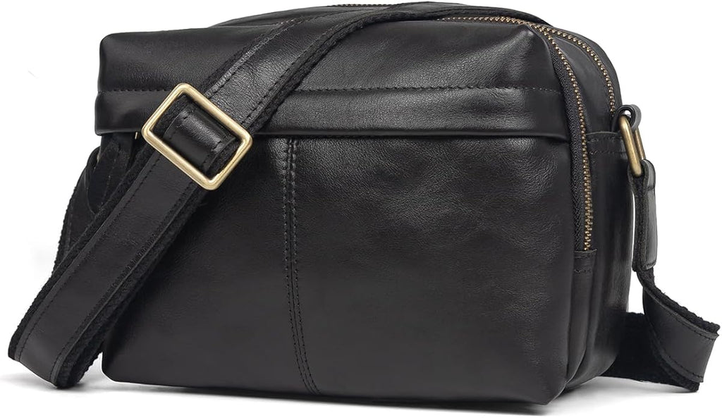 Augus Men's Leather Messenger Bag Shoulder Crossbody Backpack Bags Purse for Women Vintage Anti-Theft Waterproof Casual