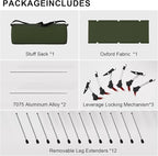 Camping Cot with Leg Extenders,Lightweight Portable Bed for Camping, Hiking, Travel, Beach, Home, Office Nap, Supports 330lbs, Easy Storage, Durable Design, Green