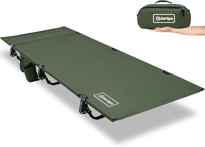 Portable Camping Cot, Sleeping Cots for Adults, Ultralight Backpacking Cot, Compact, Collapsible, Easy Set-Up, Supports 500lbs, Portable Camp Cot for Adults, Camping, Outdoors and Home, Green