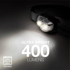 Energizer Rechargeable LED Headlamp Pro400, IPX4 Water Resistant, High-Powered Bright LED, Multiple Light Modes, Best Headlight for Camping, Running, Outdoors, Emergency Light, USB Included