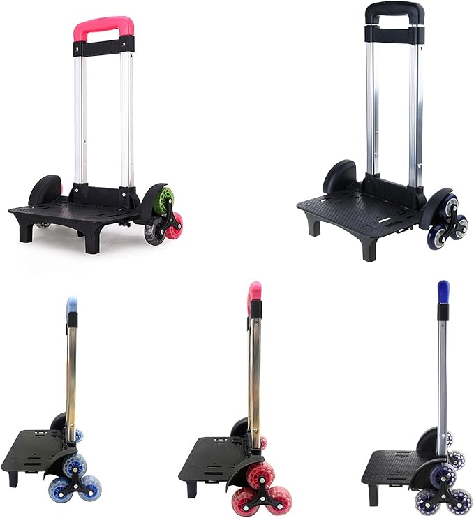 Backpack Trolley with Wheels, Foldable Luggage Trolley,6 Wheels Rolling-Luggage Carts, Aluminium Alloy Travel Hand Trolley for Bags Lunch Backpack
