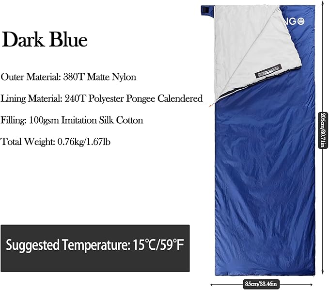 Ultralight Sleeping Bag - Envelope Lightweight Portable, Waterproof, Comfort with Compression Sack - Great for 3 Season Traveling, Camping, Hiking