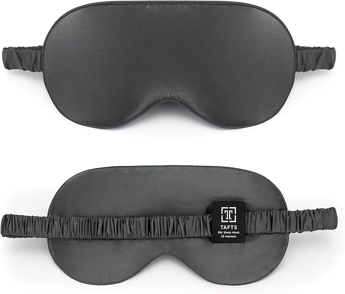 TAFTS Silk Sleep Mask - 22mm 100% Pure Mulberry 6A Silk & Blindfold, Soft Eye Masks, Lightweight, for Travel, Napping, Camping (Charcoal Grey)