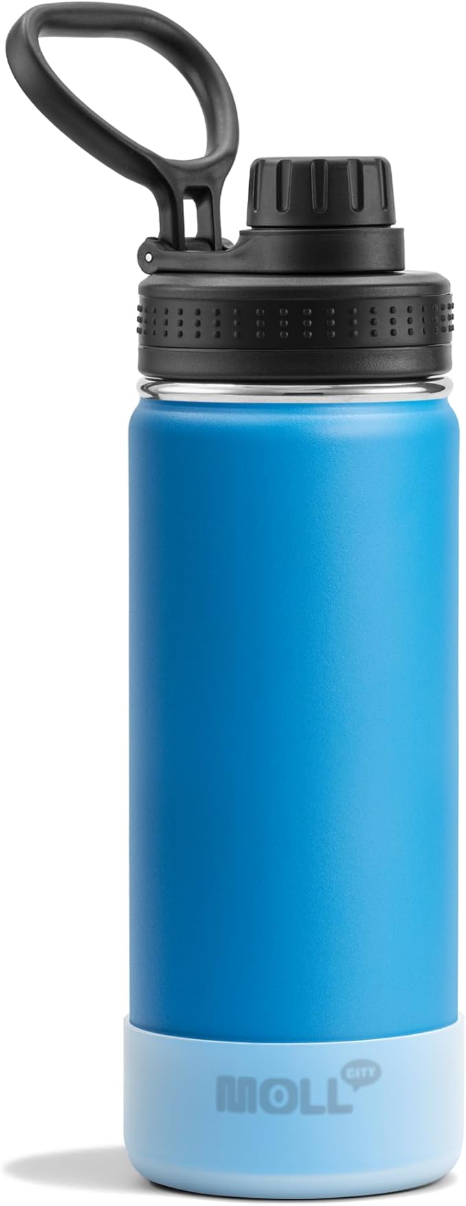 Kids Insulated Water Bottle-18 oz Stainless Steel Vacuum Wide Mouth Sports Flask with Silicone Boot-Reusable Metal Leak Proof Travel Water Bottle for Girls Boys, BPA-Free(Sky Blue)