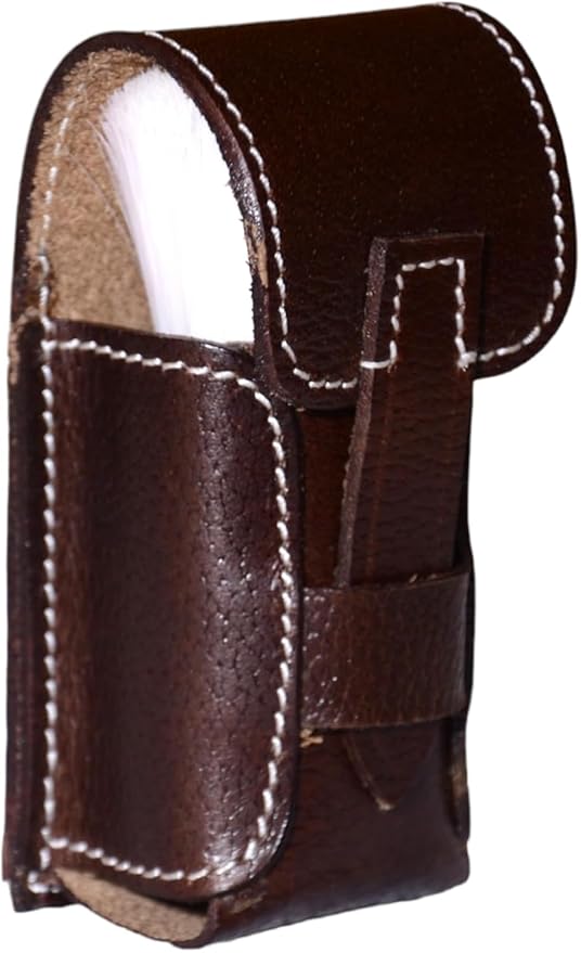 Leather Toiletry Bag Travel Pouch Unisex Kit With Shaving kit Accessories 3 Leather items :Shaving Brush Case,Razor Protective Travel Case (Combo of 4 Items)