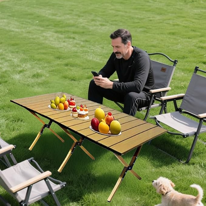 Portable Low Alluminum Roll Up Travel Folding Table for Beach, Camping, & Picnic – Compact, Lightweight, Multi-Purpose for Indoor & Outdoor Use