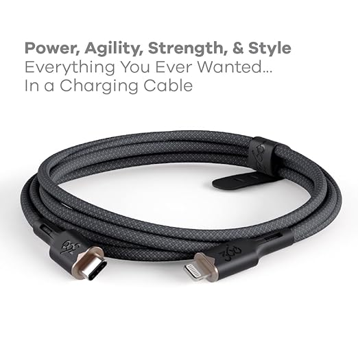 360 Electrical Lightning to USB-C Charging Cable – 5ft, MFi Certified, Fast Charge Compatible, Durable & Tangle-Free