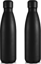 Volhoply 25oz Insulated Water Bottles 1/2/4 Pack, Double Wall Stainless Steel Vacuum Flask Keeps Cold & Hot, BPA Free Leakproof Bottle (Black,2 Pack)