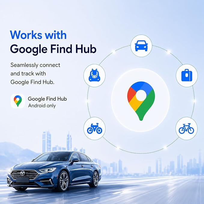 GPS Tracker for Vehicles,Magnetic Waterproof Car Tracker, No Monthly fees, Mini Portable GPS Tracker for Cars, Trucks, Motorcycle, Anti-Theft（Android Only）