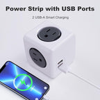Surge Protector Power Board, 4 - Outlet Extender Multi - Plug Socket with 2 USB Charging Ports, 175 Joules Protection, Suitable for Homes, Offices, ETL - Certified (red)