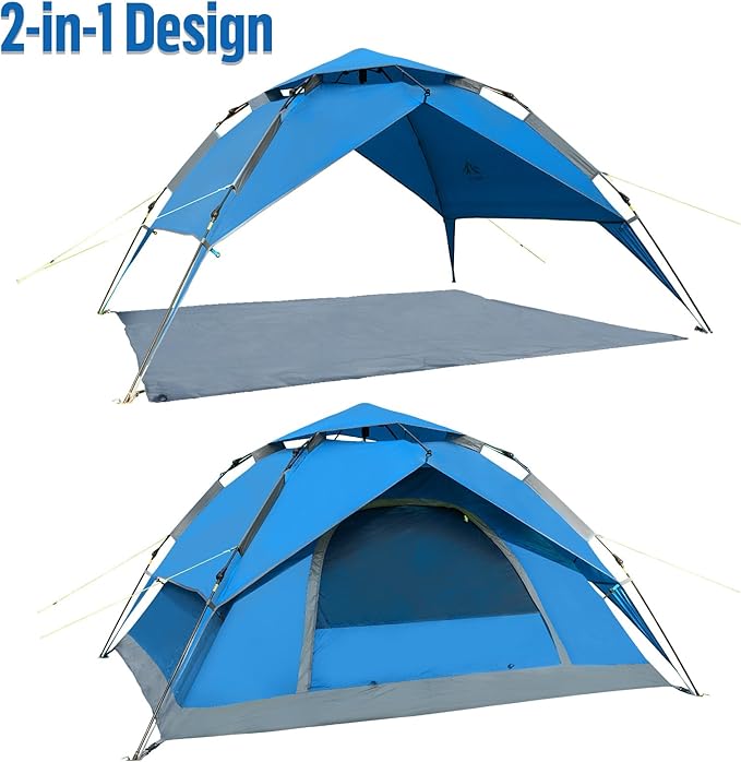 Night Cat Instant Popup Tents 2-3 Persons with Footprint Tarp Easy Setup Camping Tent with Rainfly Double Layers Waterproof Automatic Hydraulic Mechaism