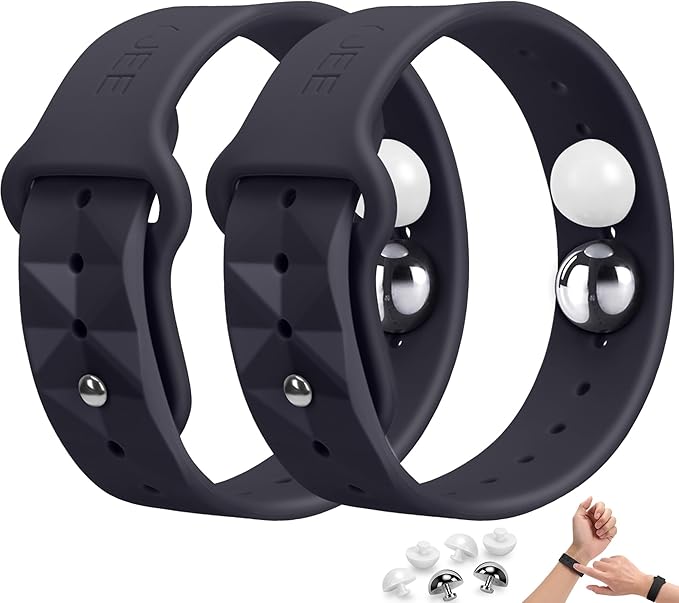 LYJEE Motion Sickness Bracelets for Travel：Acupressure Anti Nausea Wristband for Morning Sickness - Sea Sickness Wristbands for Car Boat Air - Nausea Bands for Natural Motion Sickness