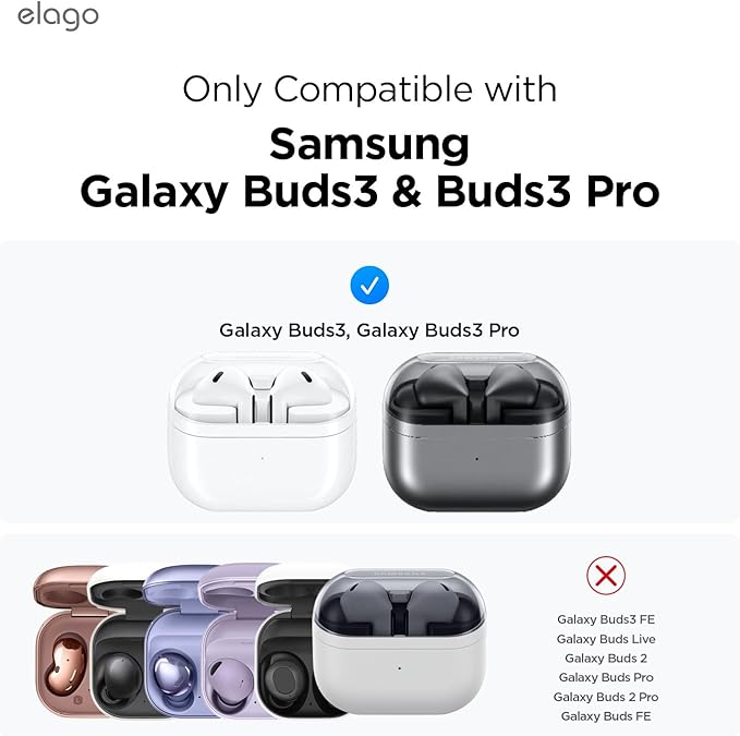 elago Ear Hooks Designed for Samsung Galaxy Buds 3 &Galaxy Buds 3 Pro Earbuds Accessories, Anti-Slip, Ergonomic Design, Comfortable Fit (White)